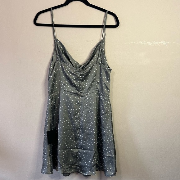 Lulu’s Spot in My Heart Sage Polka Dot Cowl Neck Dress - Picture 3 of 5